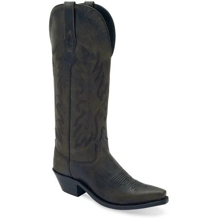 Old West Womens Western Black Leather Cowboy Boots 7 B | Walmart (US)