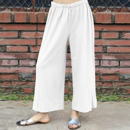 Dress Pants for Women Clearance High Waist Wide Leg Lightweight White Pants for Women Elastic Summer Loose Work Clothes for Women Warehouse Deals Today | Walmart (US)