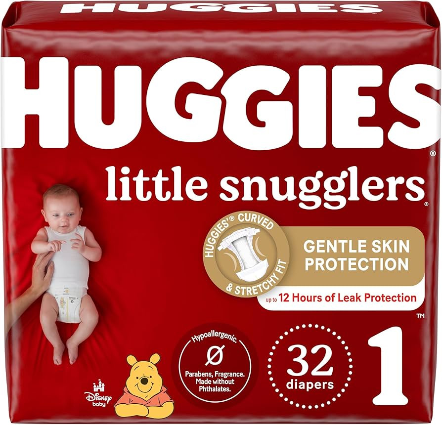 Baby Diapers Size 1 (8-14 lbs), 32ct, Huggies Little Snugglers | Amazon (US)