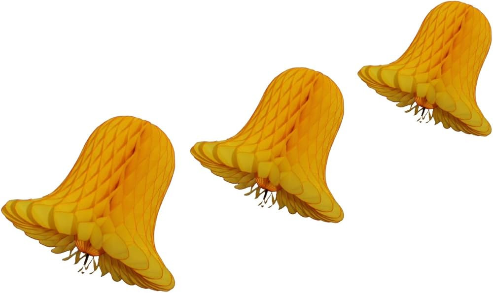 Gold Honeycomb Tissue Bell Decorations, Set of 3 (15 inch, 11 inch, 9 inch) | Amazon (US)