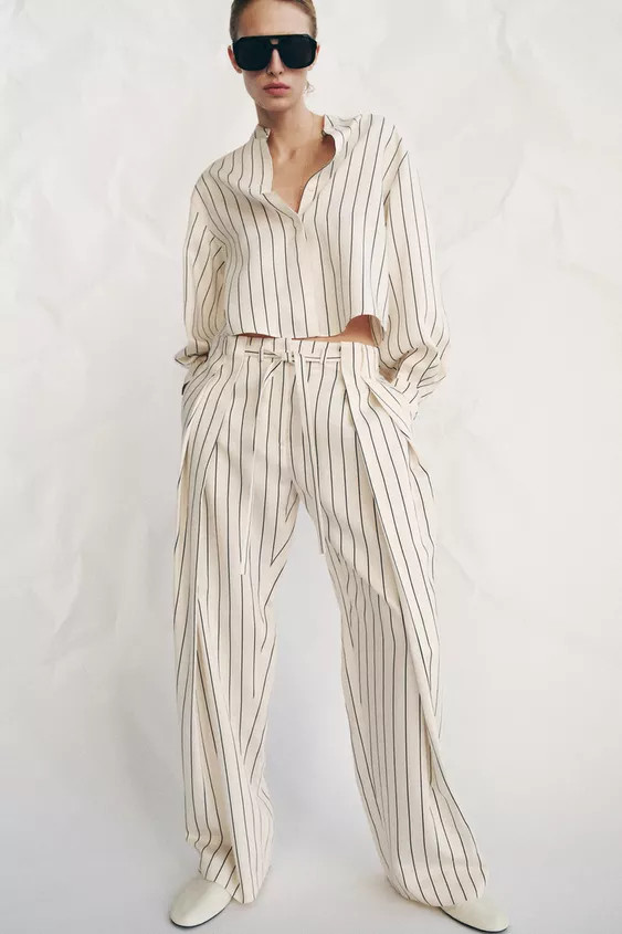 ZW COLLECTION STRIPED VOLUMINOUS SLEEVE SHIRT | Zara US