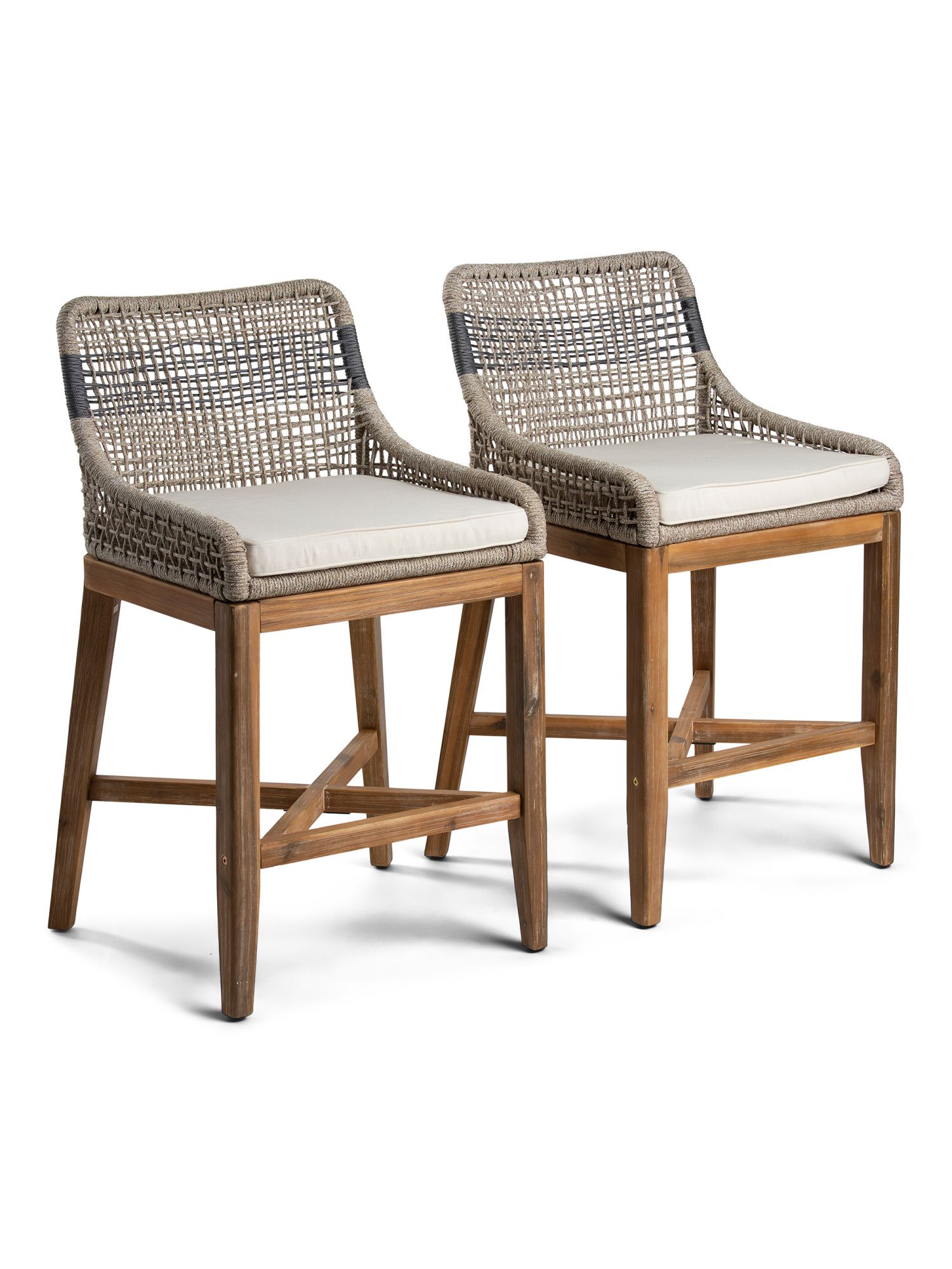 Set Of 2 Woven Striped Counter Stools | TJ Maxx