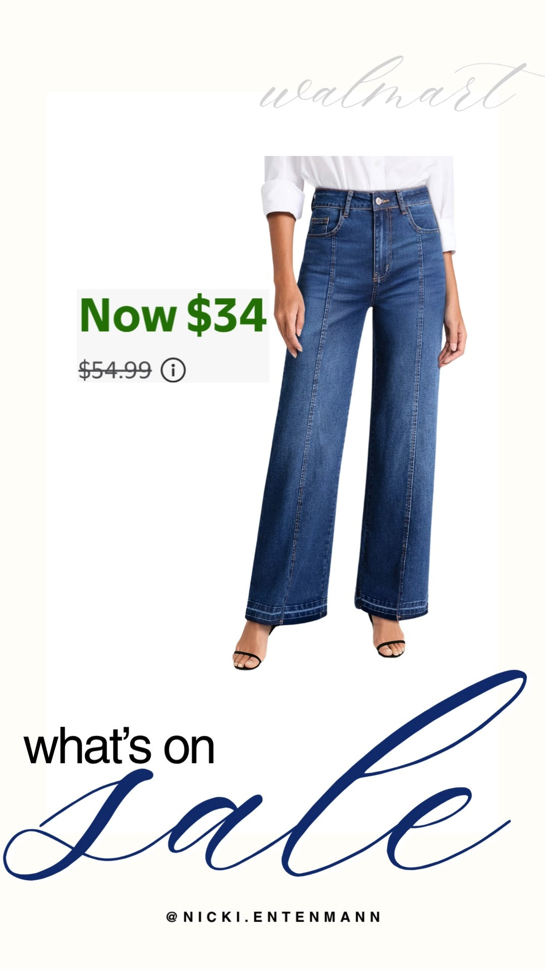 Upgrade your autumn wardrobe with these stylish high-waisted wide-leg jeans from Walmart, now on sale for just $34 down from $54.99! Featuring front vertical seam detailing and a clean finished hem, this medium-wash pair offers a super flattering, elongating fit. Style them effortlessly with cozy fall knits or casual blouses for an elevated everyday look.

#walmart #walmartfinds #whatsonsale #denimsale #widelegjeans #fallfashion #preppycasual #everydaystyle 

 #LTKootd #LTKSaleAlert #LTKTravel