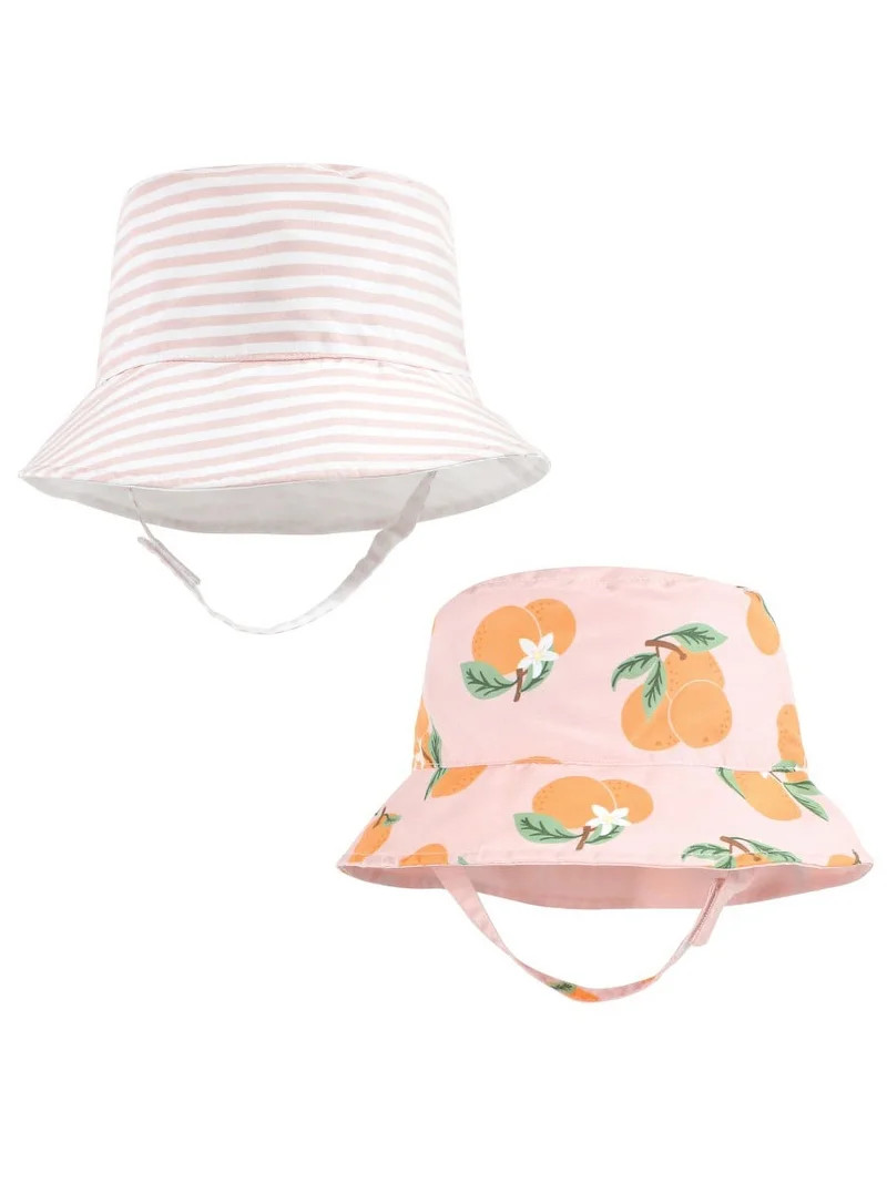 Hudson Baby Infant Girl Sun Protection Hat, Oranges Stripe, 12-24 Months | Walmart (US)