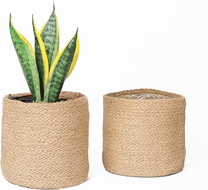 Jute Planter Basket-Woven Jute Rope Covers for Decorating Indoor/Outdoor Succulents, Small Plant ... | Amazon (US)