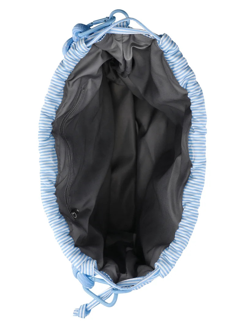 No Boundaries Women's Bungee Drawstring Bag, Blue Sky Stripe | Walmart (US)