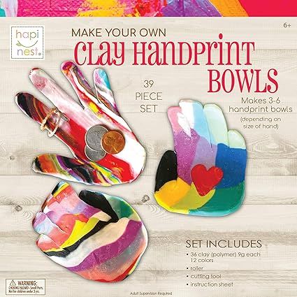 Hapinest Make Your Own Clay Handprint Bowls Craft Kit for Kids Boys and Girls Ages 6 Years and Up | Amazon (US)