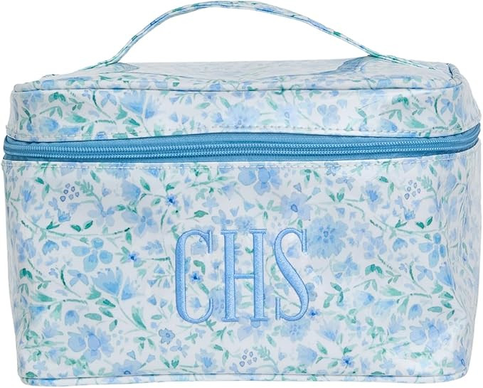 Personalized Clear Coated Train Case - Monogram Makeup Bag with Handle, Travel Cosmetic Organizer... | Amazon (US)