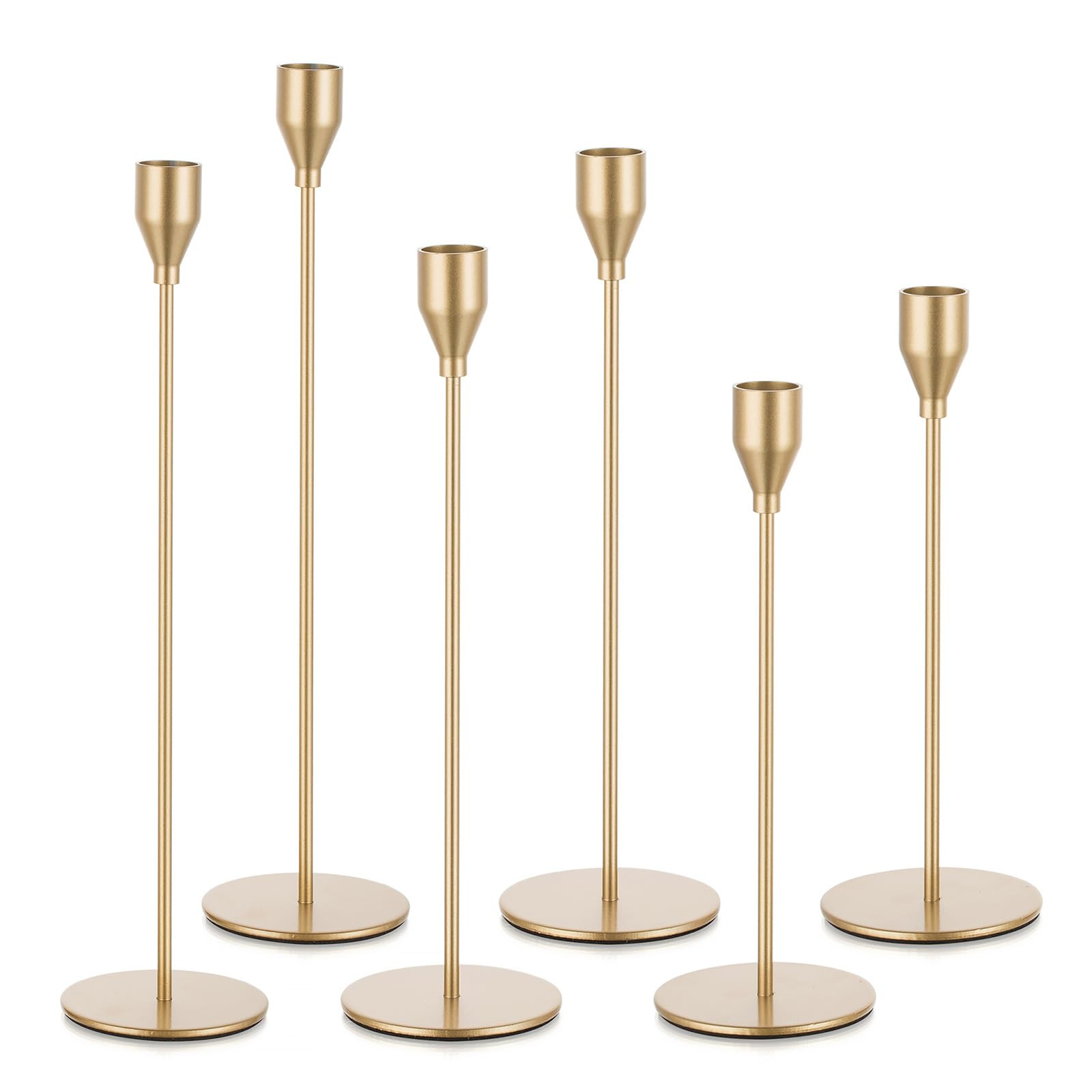 Gold Taper Candle Holders: Set of 6 Tall Candlestick Holder for Table Centerpiece Metal Brass Can... | Amazon (US)