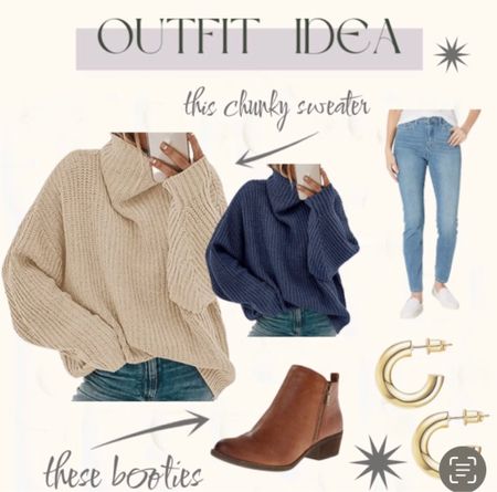 This cozy sweater outfit idea is perfect for fall! The sweater comes in so many different colors, but here are my favorites the blue and the cream. It’s paired with faded jeans and leather booties and gold chunky hoops.￼

#LTKstyletip #LTKunder50