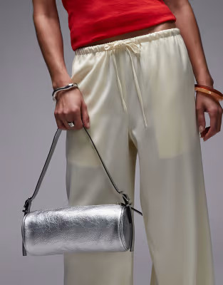 Topshop Sari barrel shoulder bag in silver | ASOS | ASOS (Global)
