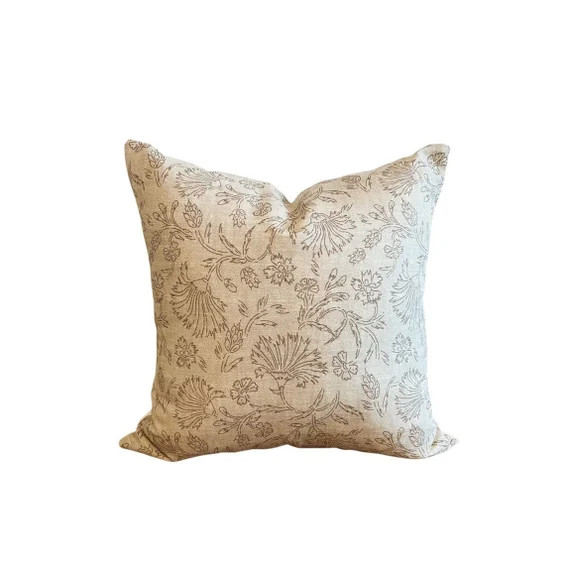 Holli Zollinger Boho Taupe Floral Pillow Cover Tan Beige - Etsy | Etsy (US)