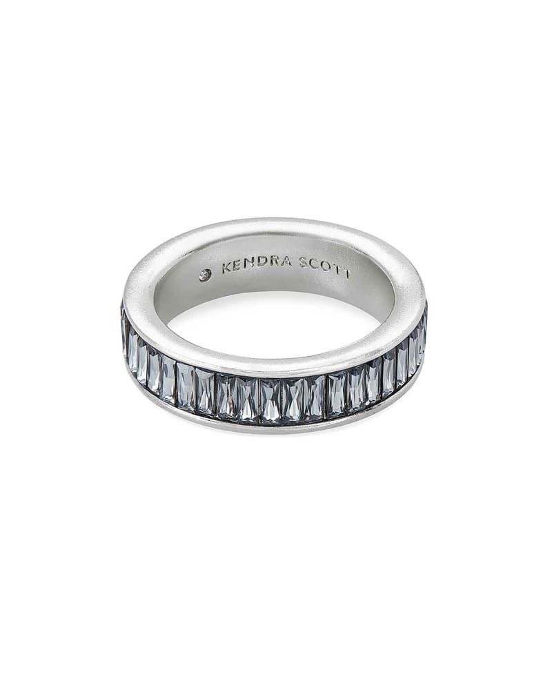 Jack Silver Band Ring in Charcoal Gray Crystal | Kendra Scott