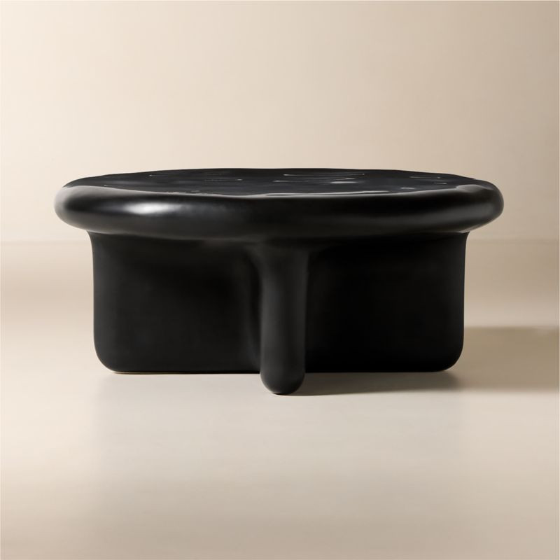 Bodene 36" Round Black Resin Coffee Table + Reviews | CB2 | CB2