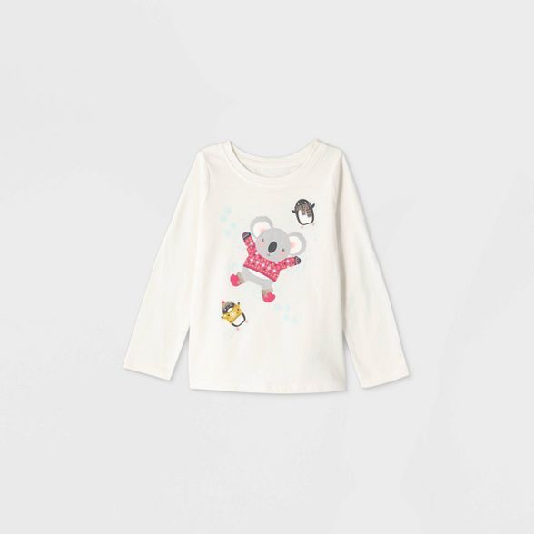 Toddler Girls' Snow Angel Long Sleeve T-Shirt - Cat & Jack™ Cream | Target