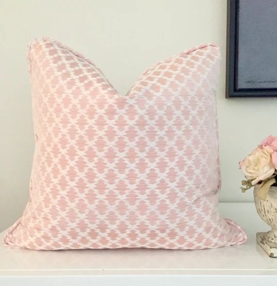 Double sided Scalamandre blush pink Ikat pillow cover pink | Etsy | Etsy (US)