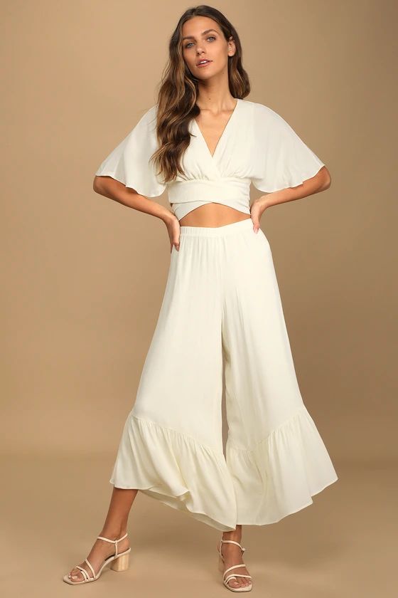 Vacation Time Cream Short Sleeve Two-Piece Jumpsuit | Lulus (US)