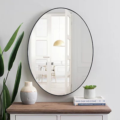 Black Metal Oval Wall Mirror | Kirkland's Home