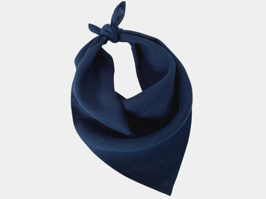 Dark Blue Navy Linen Bandana Kerchief for Men, Women. Small or Large Linen Square Scarf. Linen Ha... | Etsy (US)