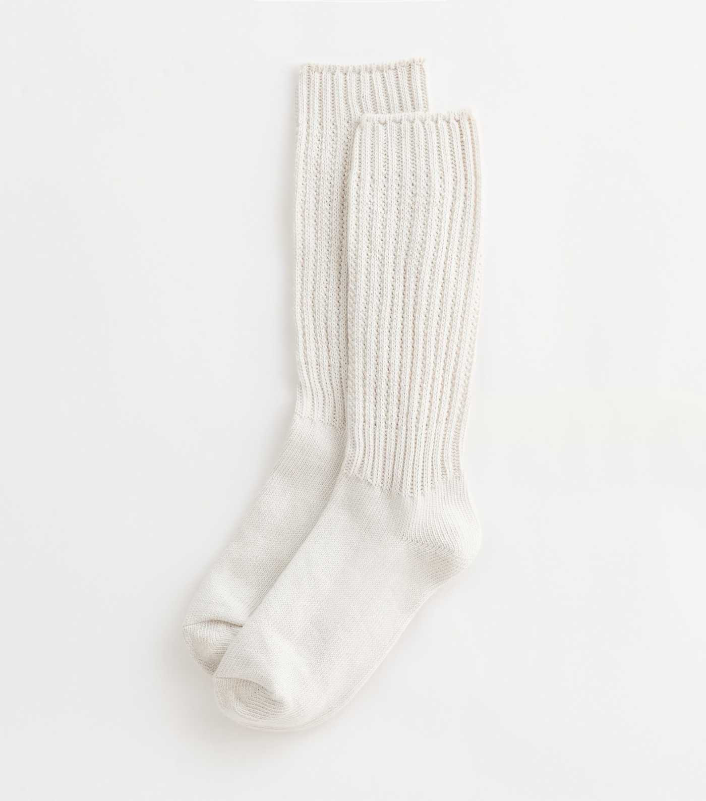 Cream Ribbed Knit Slouch Socks | New Look | New Look (UK)