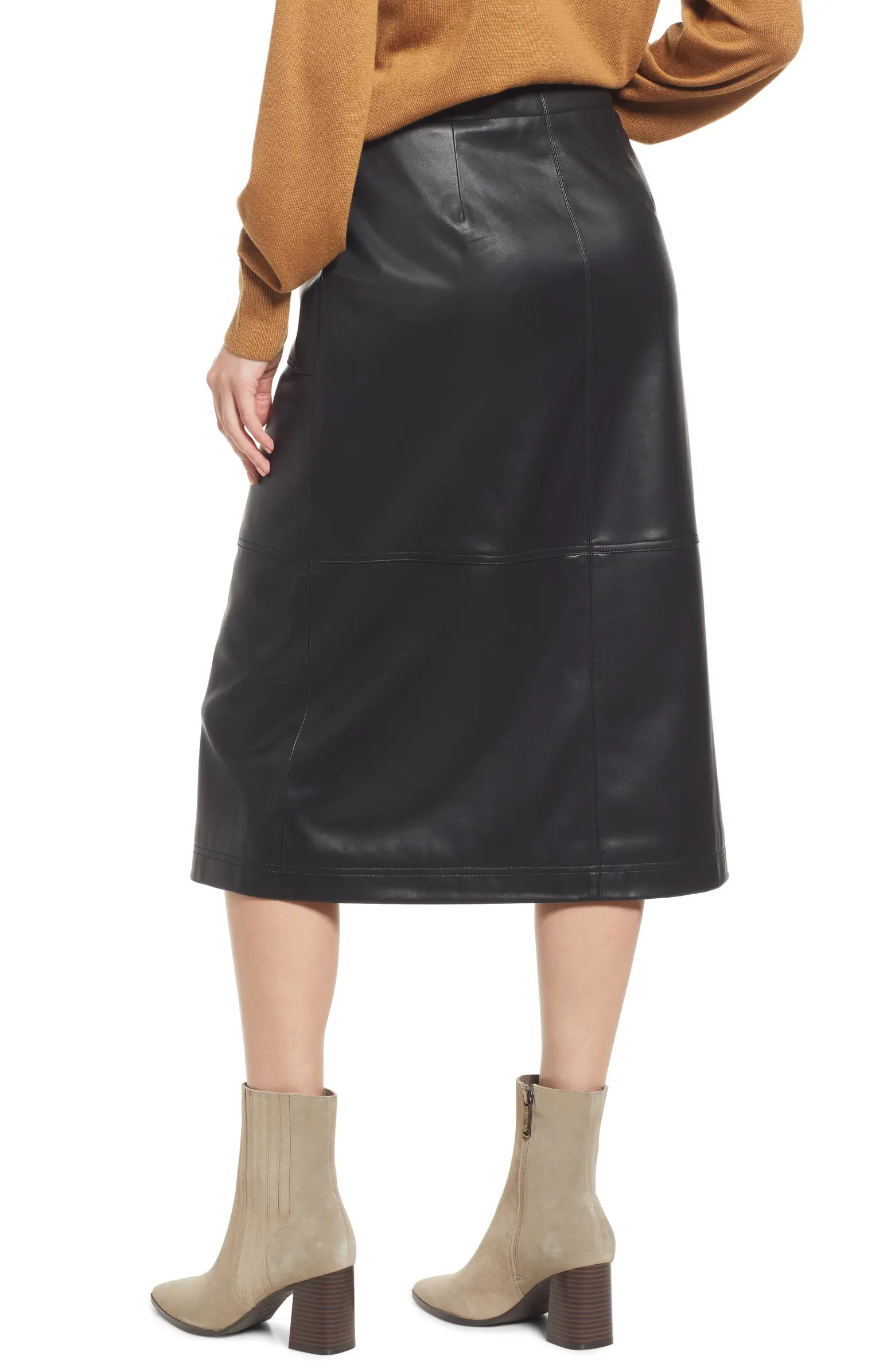 Stitch Detail Faux Leather Skirt | Nordstrom