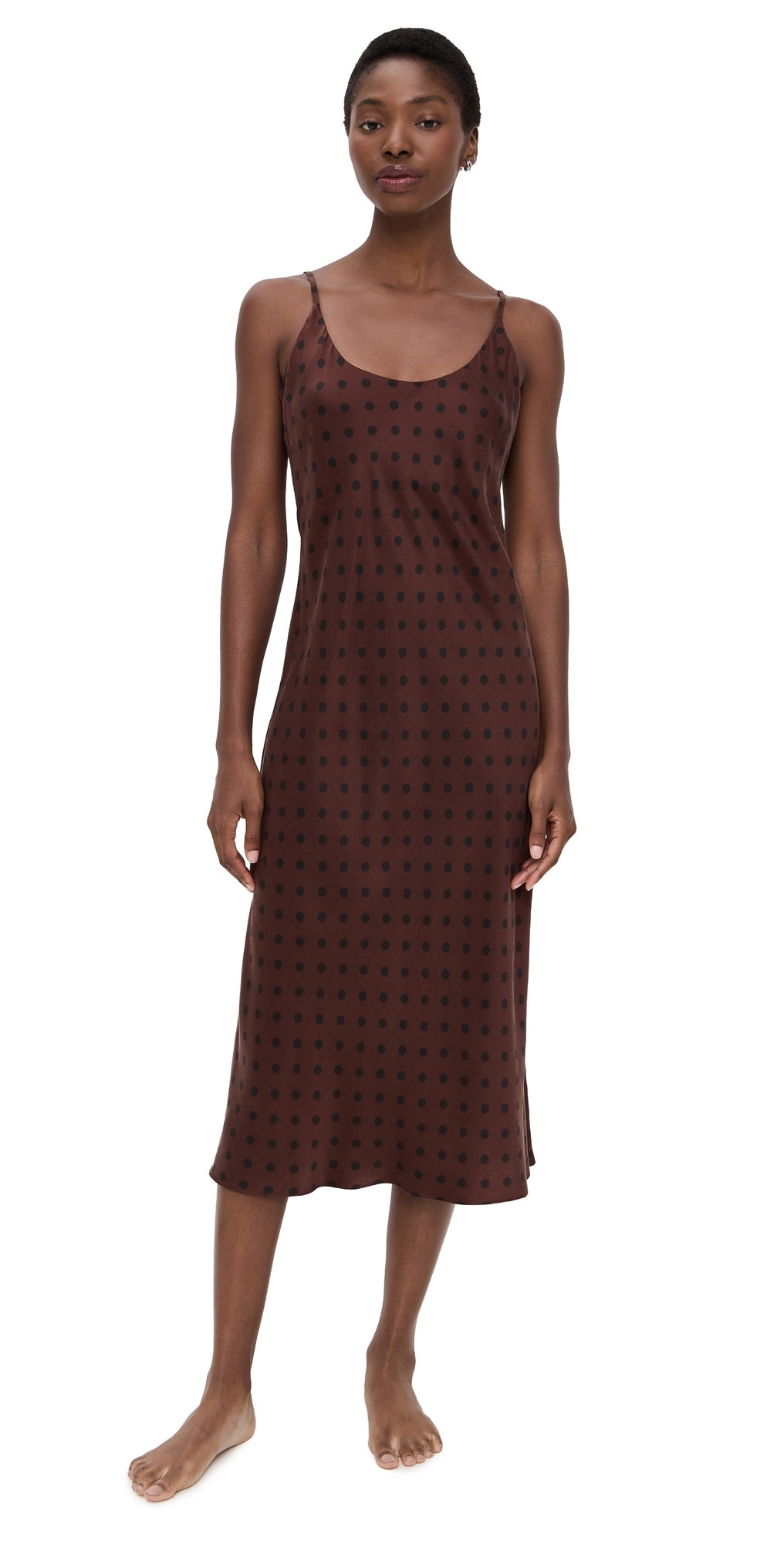 Lunya Washable Silk Bias Slip Dress Chocolate Ellipsis L | Shopbop