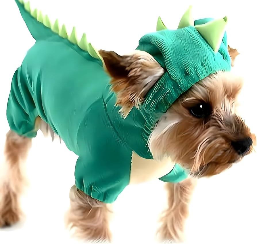 Hotumn Dinosaur Dog Halloween Costume Pet Dino Hoodie for Small Dogs (Small, Green) | Amazon (US)