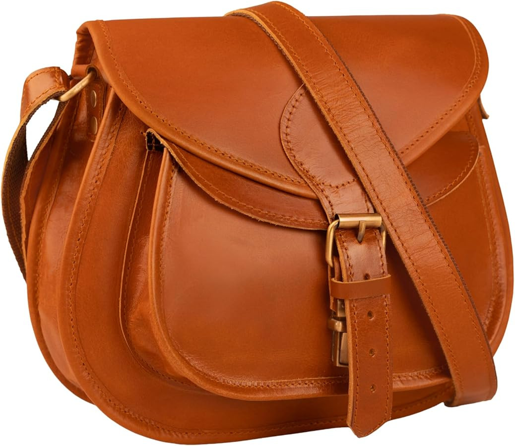 Satchel And Fable Leather Crossbody Satchel Bag Vintage Purses Handbags for Women 11 inch | Amazon (US)