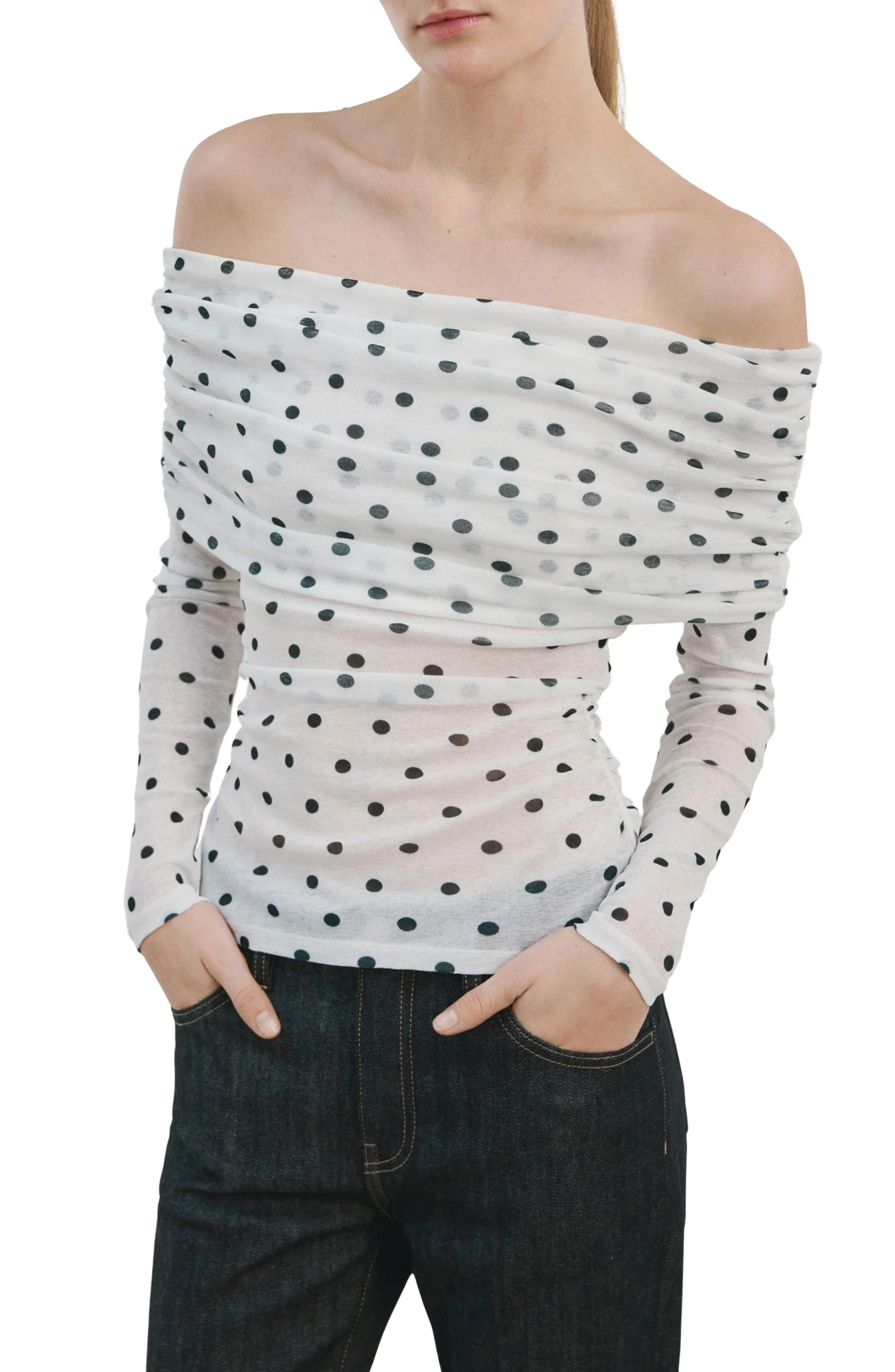 MANGO Off the Shoulder Long Sleeve Top (Women) | Nordstrom | Nordstrom