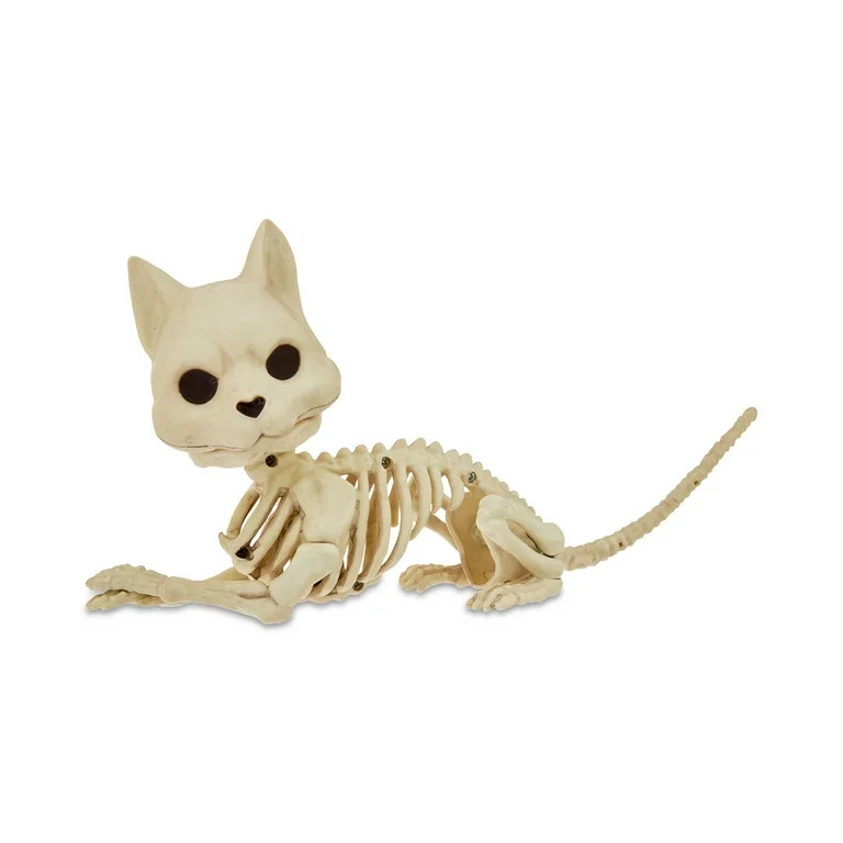 Halloween Small Faux Skeleton Cat, 5"x2", Halloween Decoration, by Way To Celebrate - Walmart.com | Walmart (US)