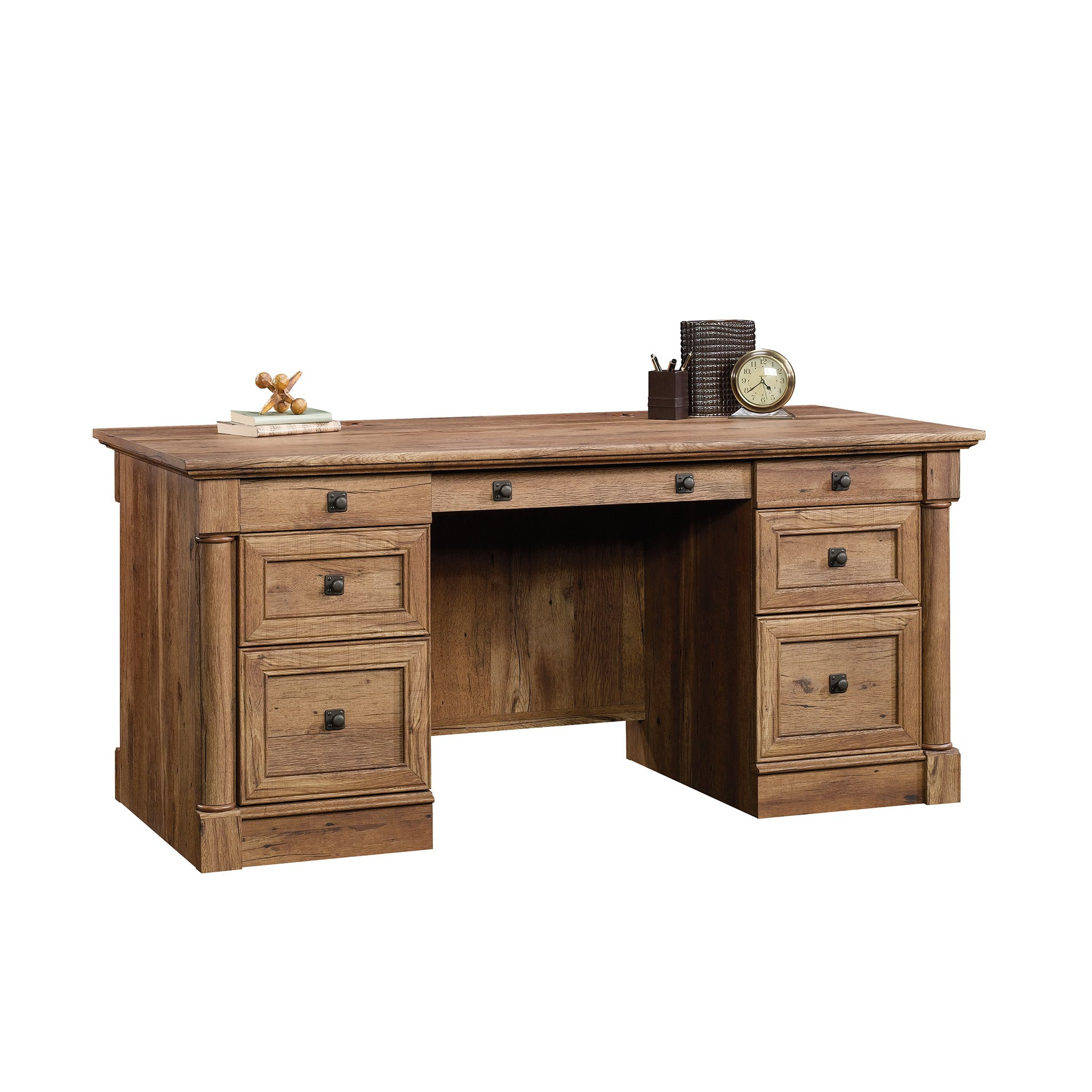 Sauder Palladia Executive Desk, 29.5"D x 65.1"W x 29.61"H, Vintage Oak finish | Amazon (US)