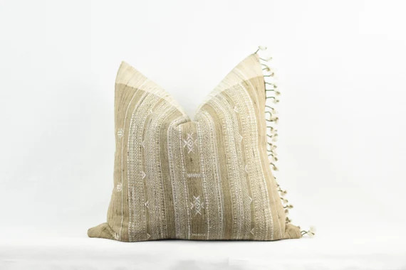 Beige Silk Fringe Pillow | Etsy | Etsy (US)