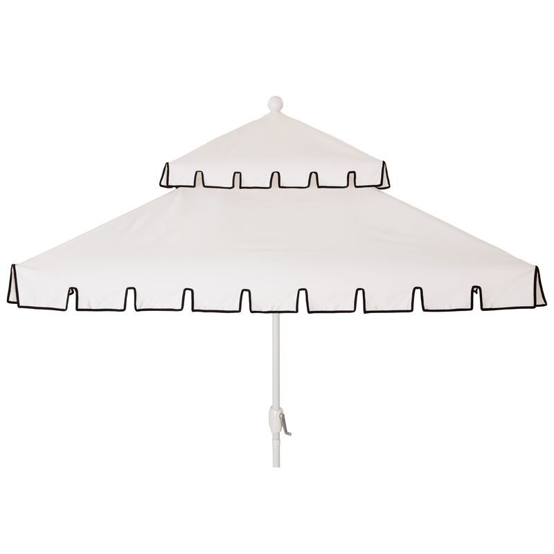Liz Two-Tier Square Patio Umbrella, White/Black | One Kings Lane