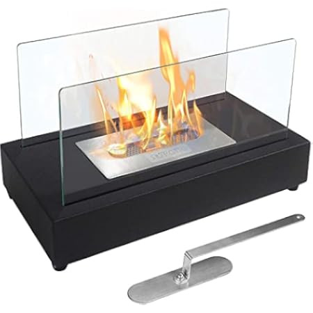 Rectangular Tabletop Fire Bowl Pot with Four-Sided Glass 13.5" L Portable Tabletop Fireplace Clean B | Amazon (US)