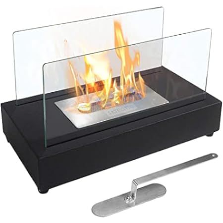 Rectangular Tabletop Fire Bowl Pot with Four-Sided Glass 13.5" L Portable Tabletop Fireplace Clean B | Amazon (US)