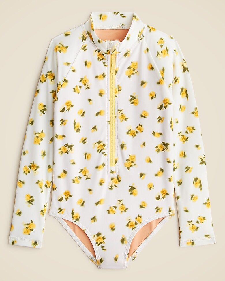 Girls' zip-up rash guard one-piece with UPF 50+ fabric | J. Crew US