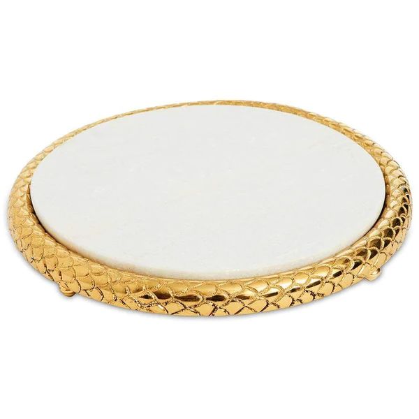 Julia Knight Florentine 11" Marble Cheese Tray in Gold | Alchemy Fine Home