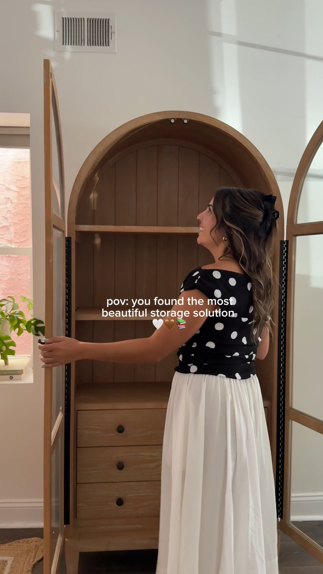 Have needed some storage in our living area and decided on an arched cabinet! I love how you can display pretty items up top, but there are drawers at the bottom for closed storage. 10/10 would recommend

#LTKStyleTip #LTKHome #LTKSeasonal