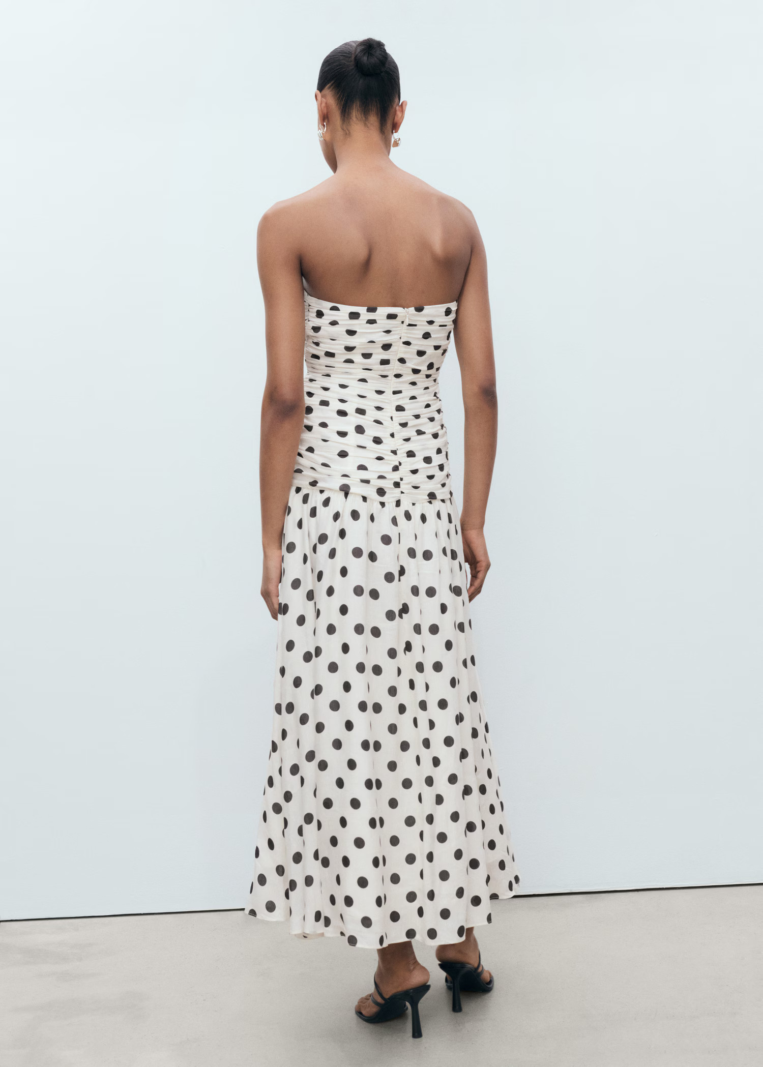 Polka-dot dress with draped body - Women | MANGO United Kingdom | MANGO (UK)