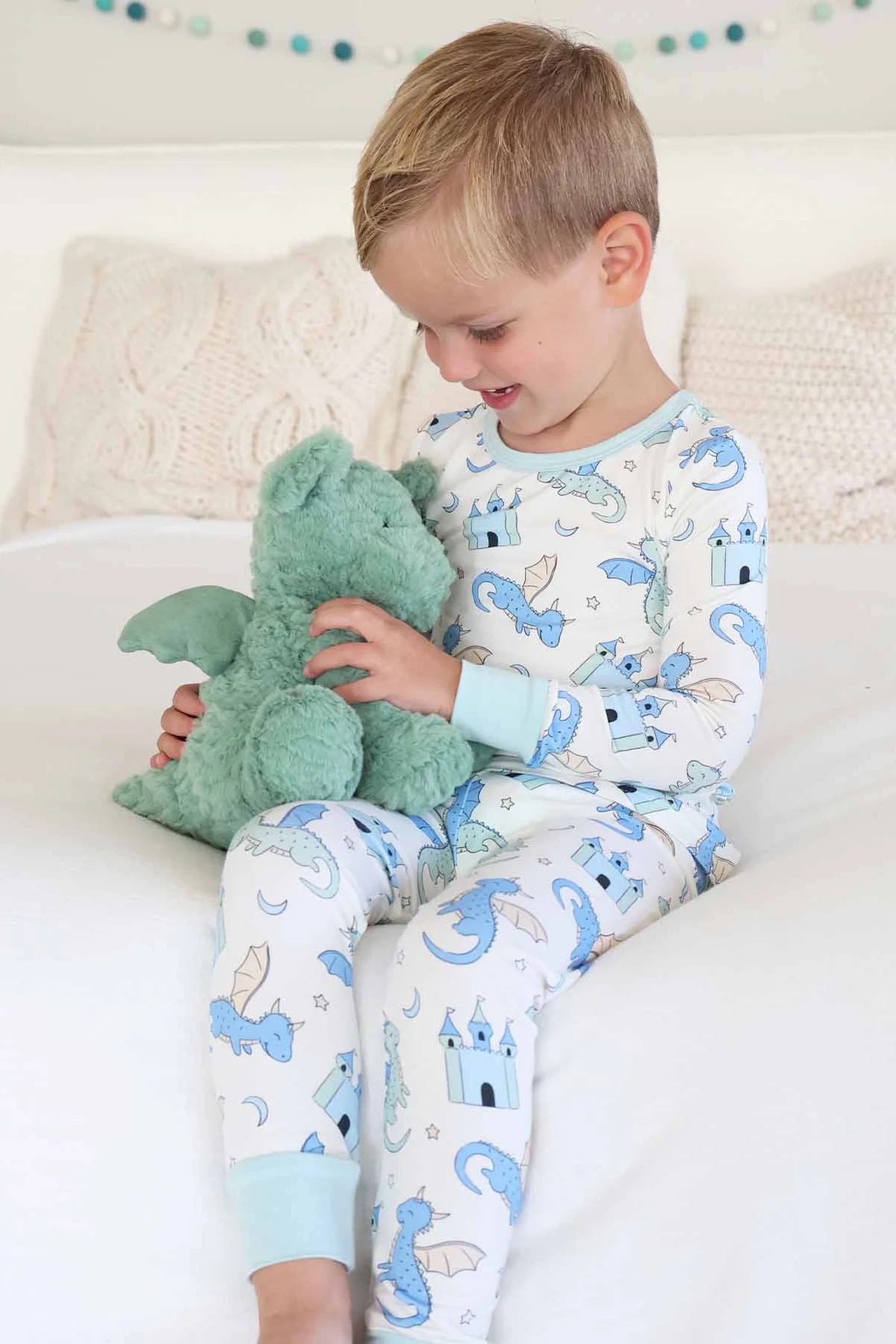 Dragon Adventure Two Piece Pajama Set | Blue | Caden Lane