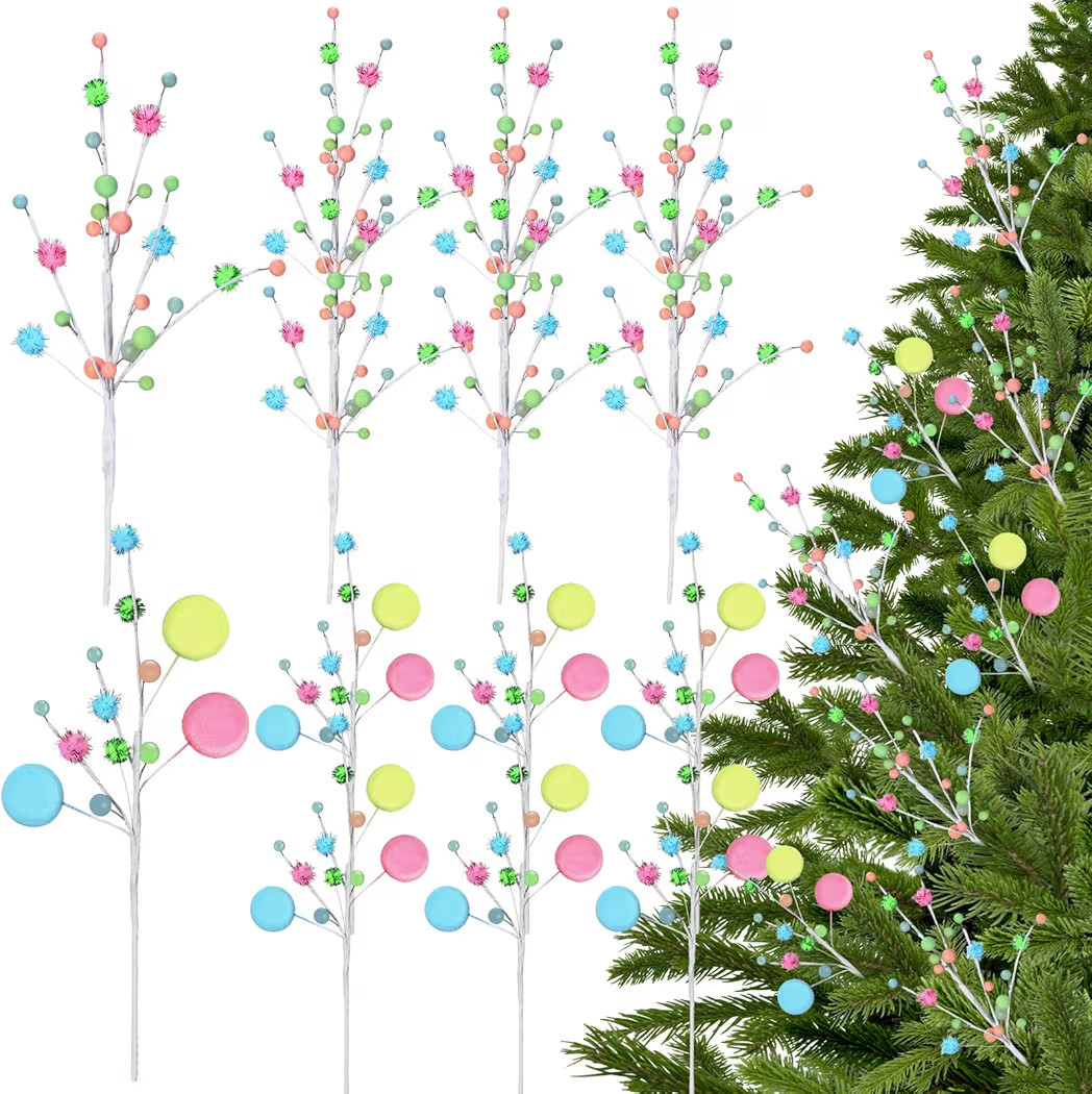 12 Pcs Pastel Christmas Candy Ornaments Macaron Tree Christmas Tree Picks Sprays Colorful Ornamen... | Amazon (US)