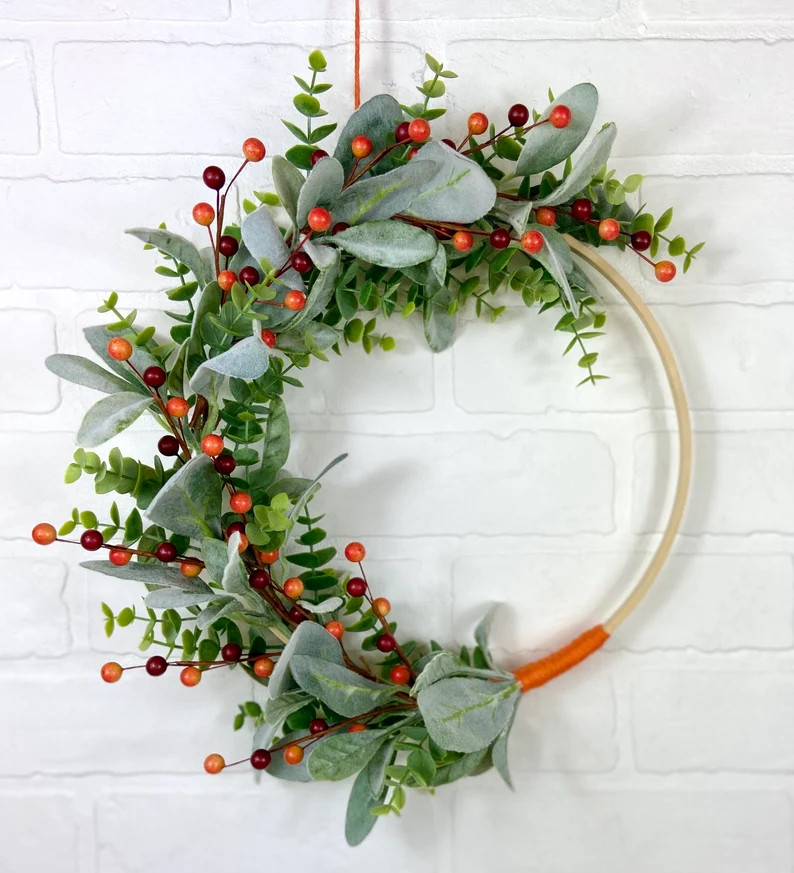 Fall Eucalyptus Wreathautumn Berry Hoop Wreathminimalist - Etsy | Etsy (US)