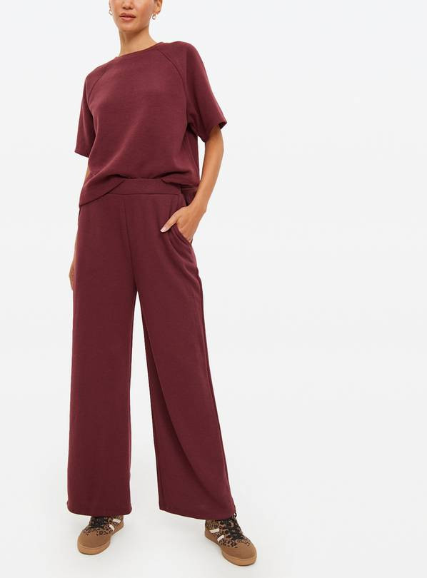 Burgundy Soft Touch Co-ord Wide Leg Jogger S | Tu Clothing