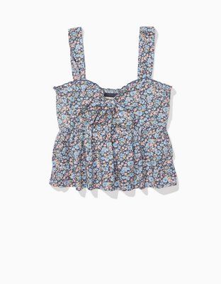 AE Tie-Front Babydoll Cami | American Eagle Outfitters (US & CA)