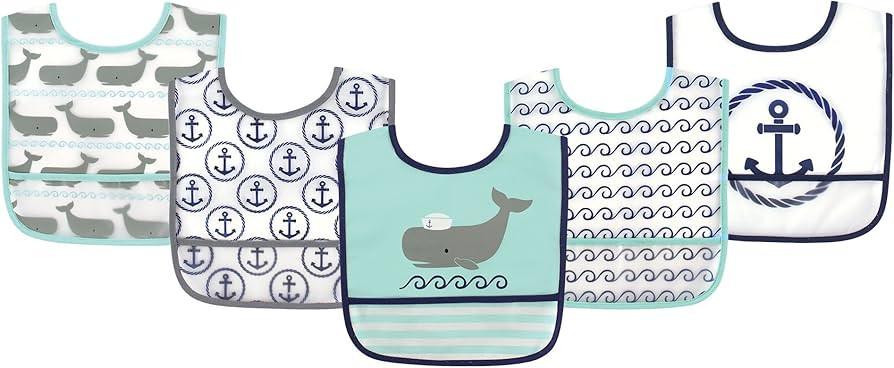 Hudson Baby Unisex Baby Waterproof PEVA Bibs, Whale, One Size | Amazon (US)