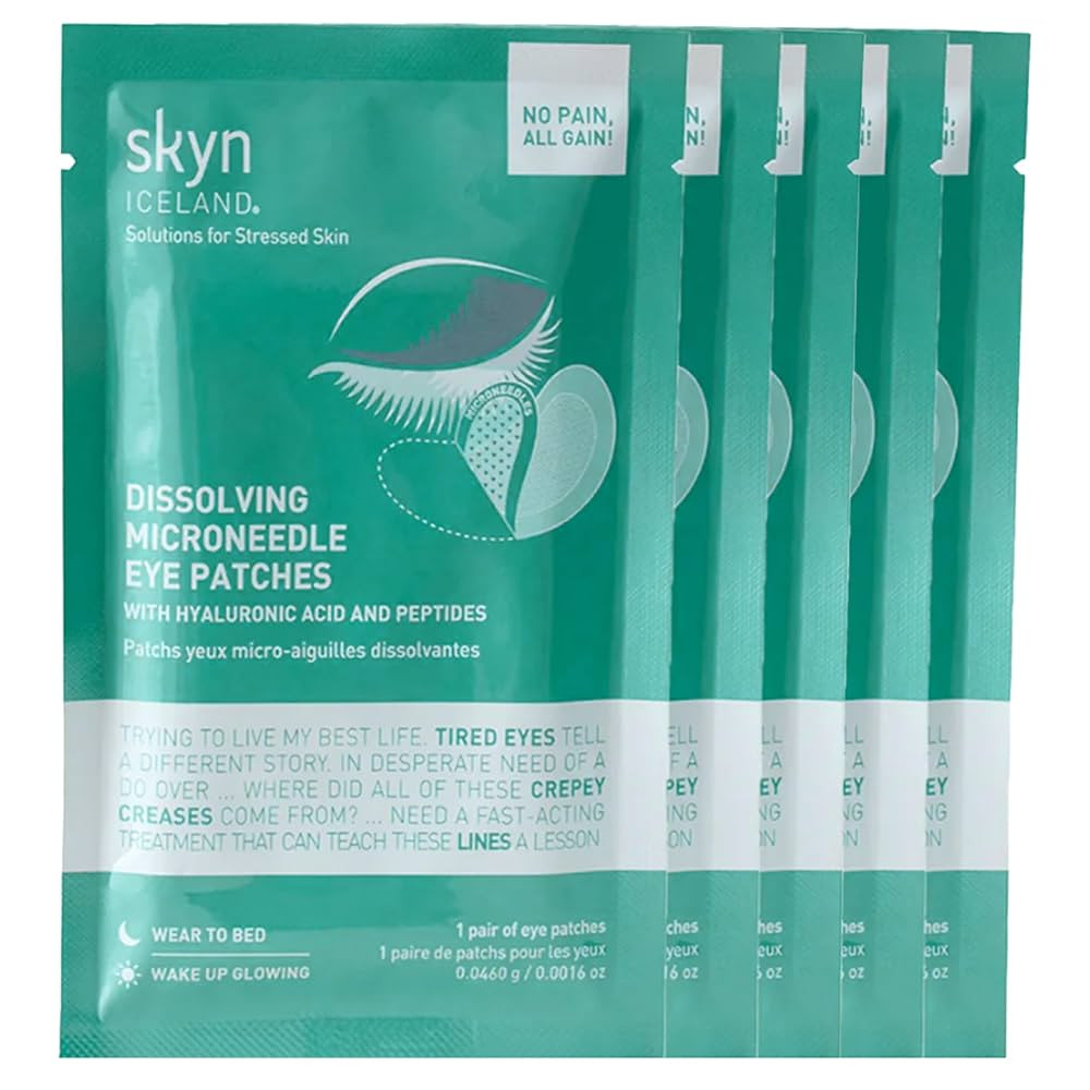 skyn ICELAND Dissolving Microneedle Under Eye Patches with 39% Hyaluronic Acid & Peptides No-Slip... | Amazon (US)