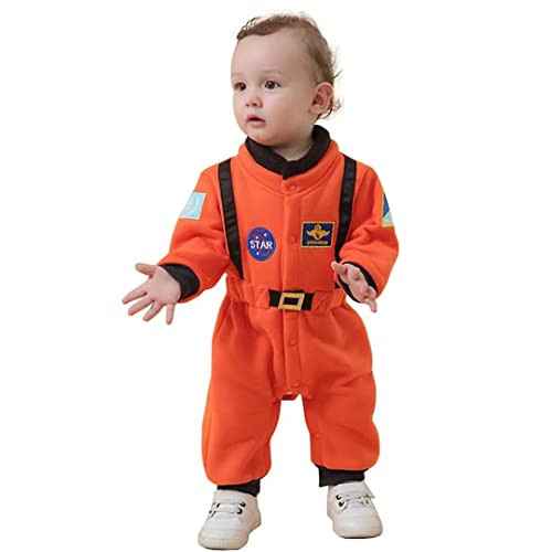 OLLULL Baby Astronaut Costumes, Unisex Toddler Space Suit, Halloween Dress Up Romper Pilot Costume(Orange,2-3 Years) | Amazon (US)