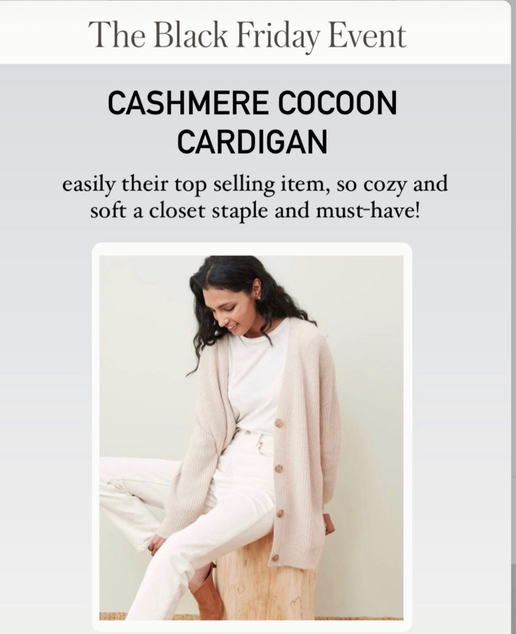 Jenni Kane cocoon Cardigan on sale through today! Shop the Jenni Kayne black Friday sale! #JenniKayne #BlackFriday #CocoonCardigan

#LTKGiftGuide #LTKCyberWeek #LTKSeasonal