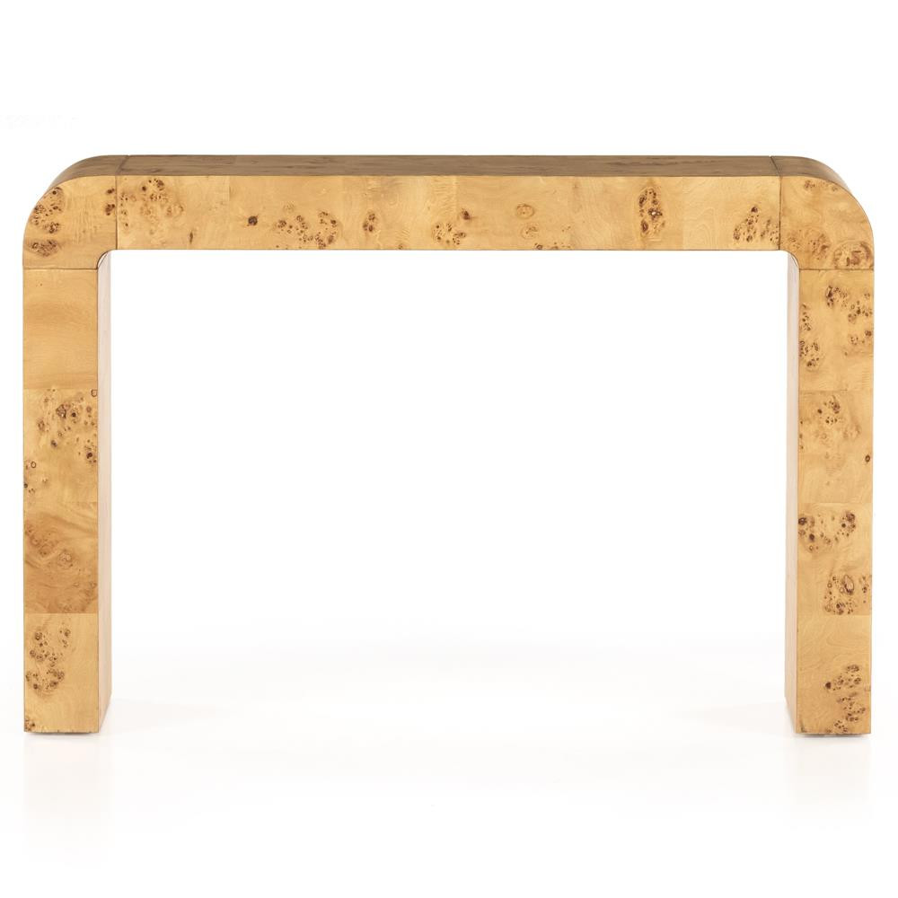 Cynthia Rustic Lodge Natural Brown Burl Wood Rectangular Console Table | Kathy Kuo Home