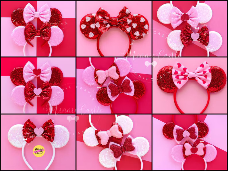 Valentines Day Mickey Ears, Valentines Day Minnie Ears, Mickey Ears, Minnie Ears, Mouse Ears Head... | Etsy (US)
